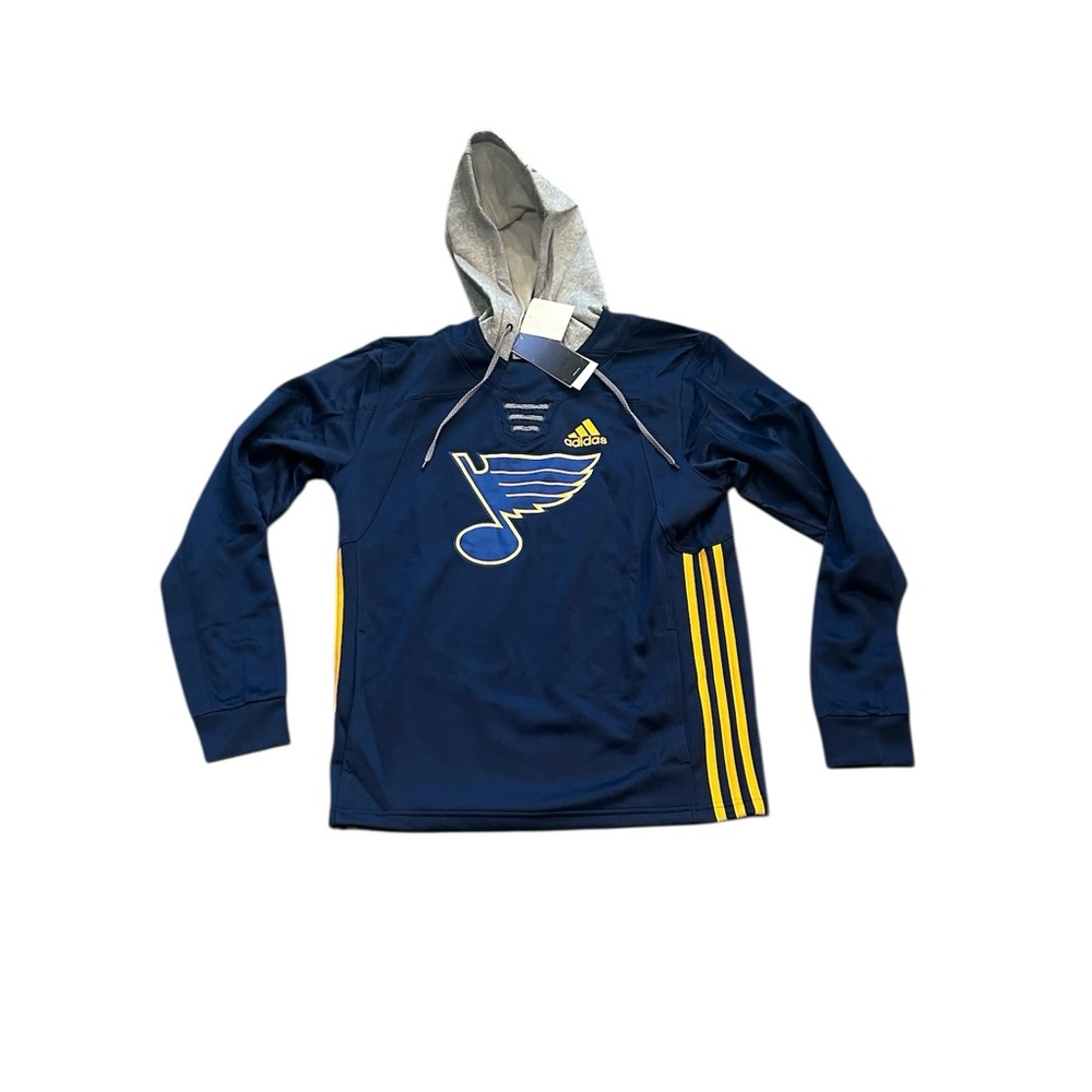 St. Louis Blues‎ Adidas Men’s Lace Up Pullover Hoodie Sweatshirt Small